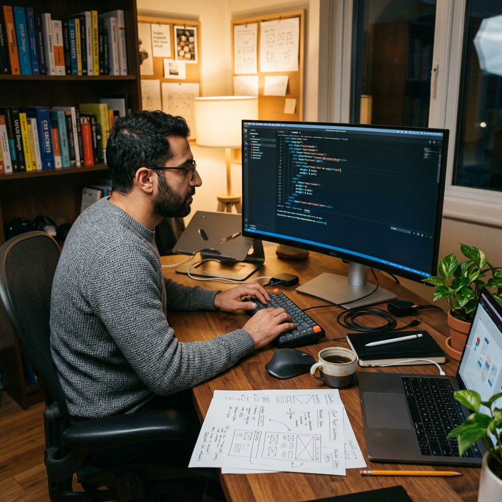 Experienced professional designer working on a polished creative project
